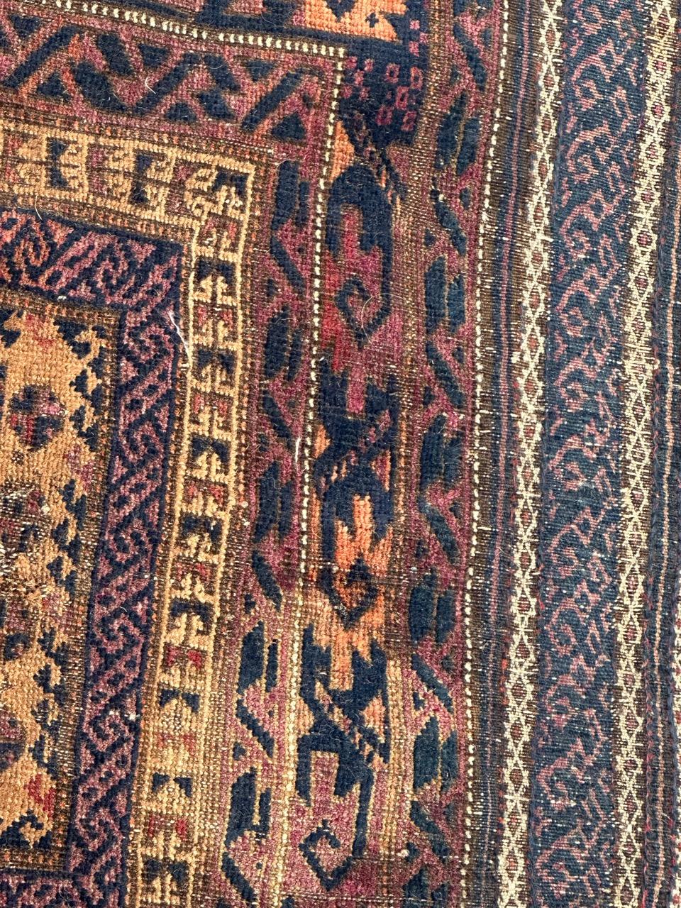 Bobyrug's nice distressed antique fine tribal Baluch rug  en vente 3