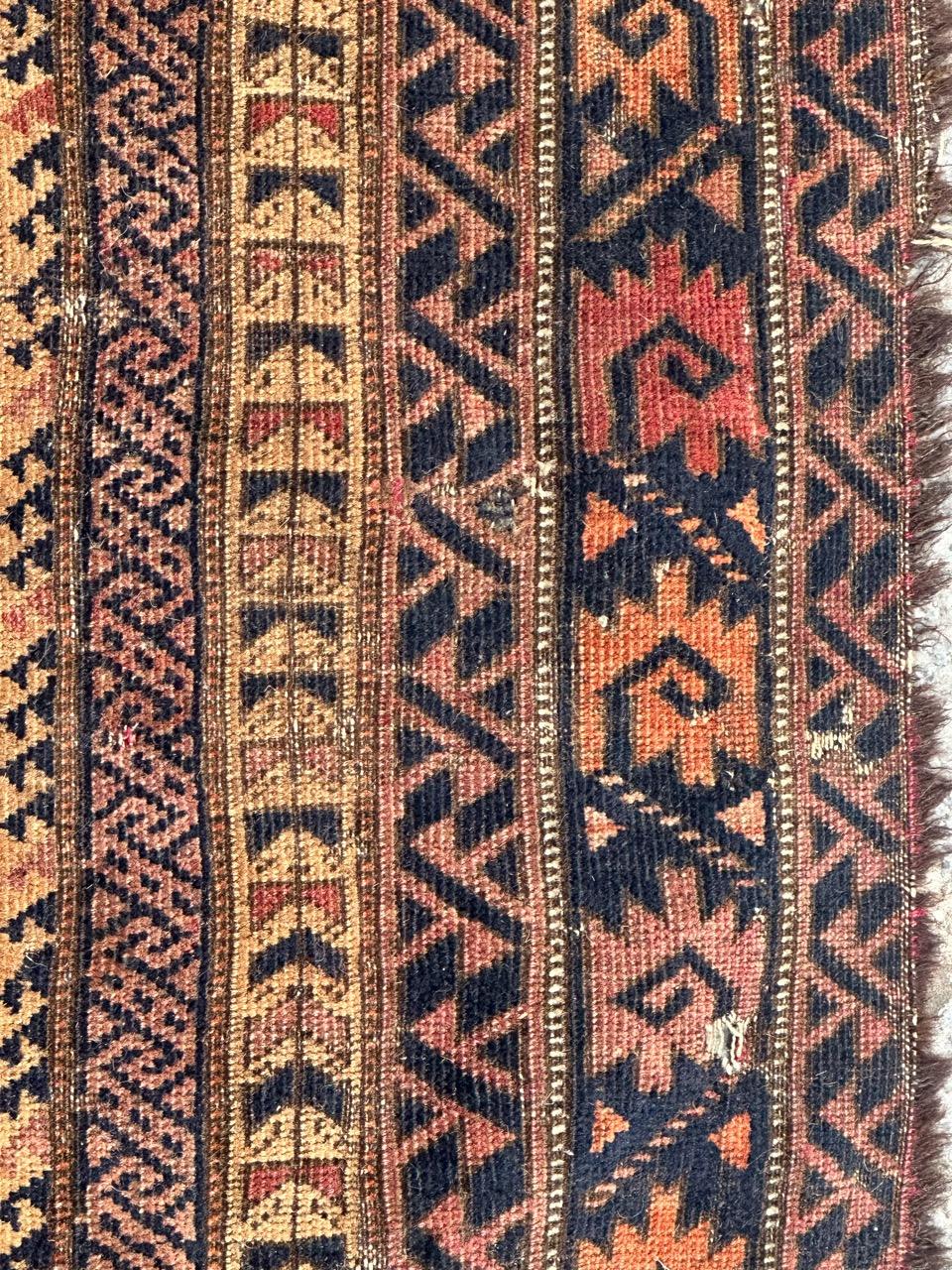Bobyrug's nice distressed antique fine tribal Baluch rug  en vente 5