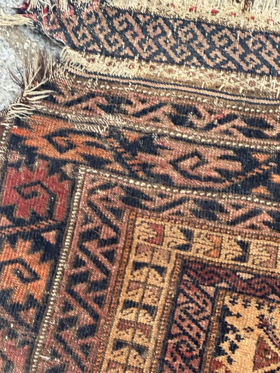 Bobyrug’s nice distressed antique fine tribal Baluch rug  For Sale 7