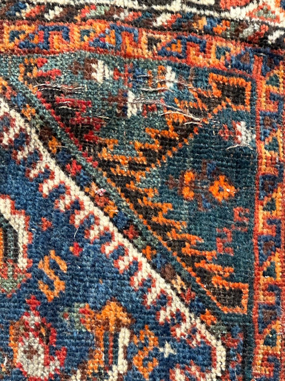 Bobyrug’s nice distressed antique tribal Shiraz rug For Sale 3