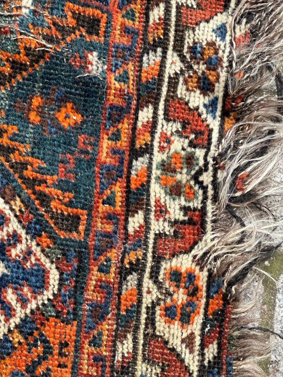 Bobyrug’s nice distressed antique tribal Shiraz rug For Sale 5