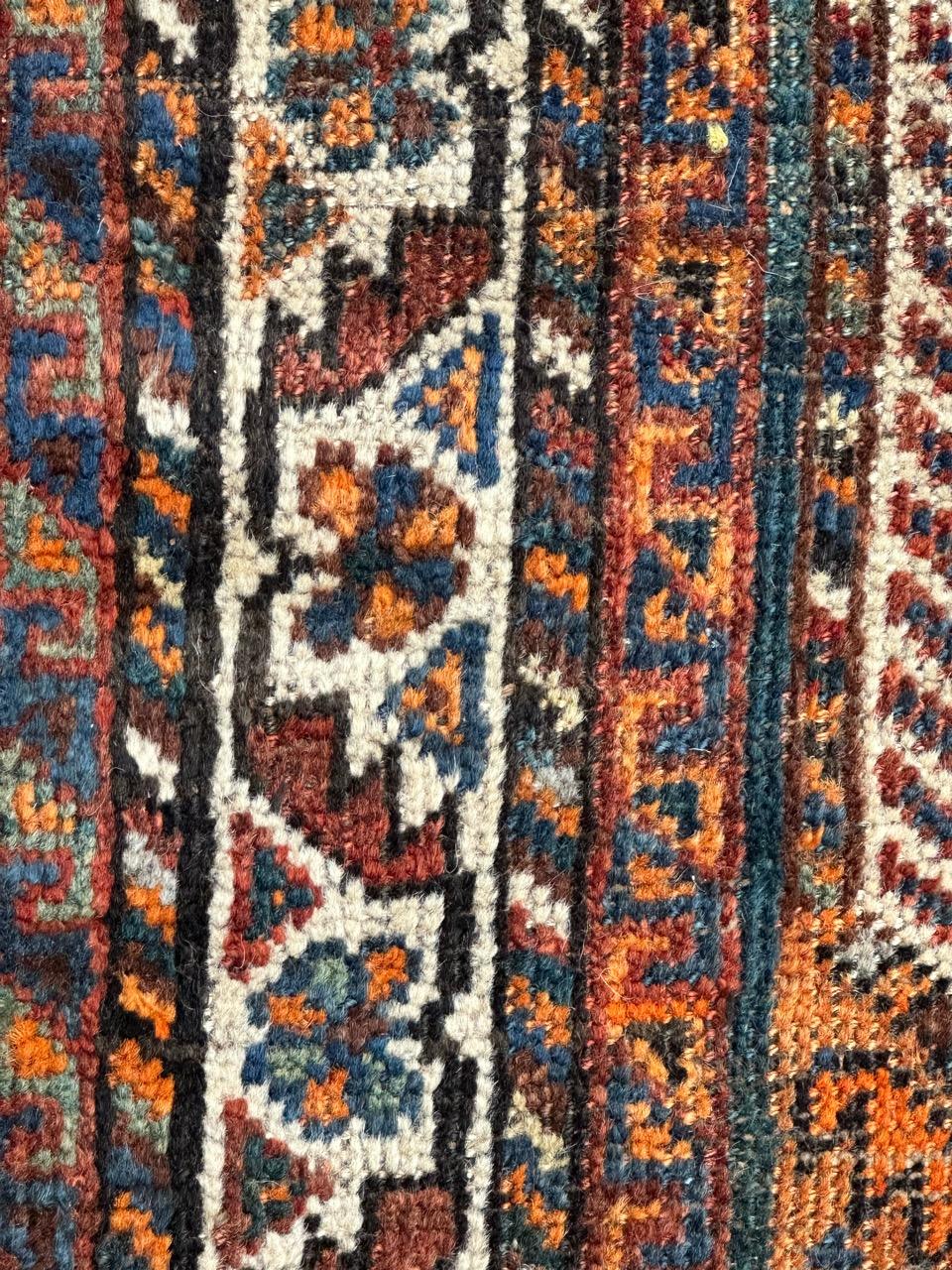 Bobyrug’s nice distressed antique tribal Shiraz rug For Sale 6