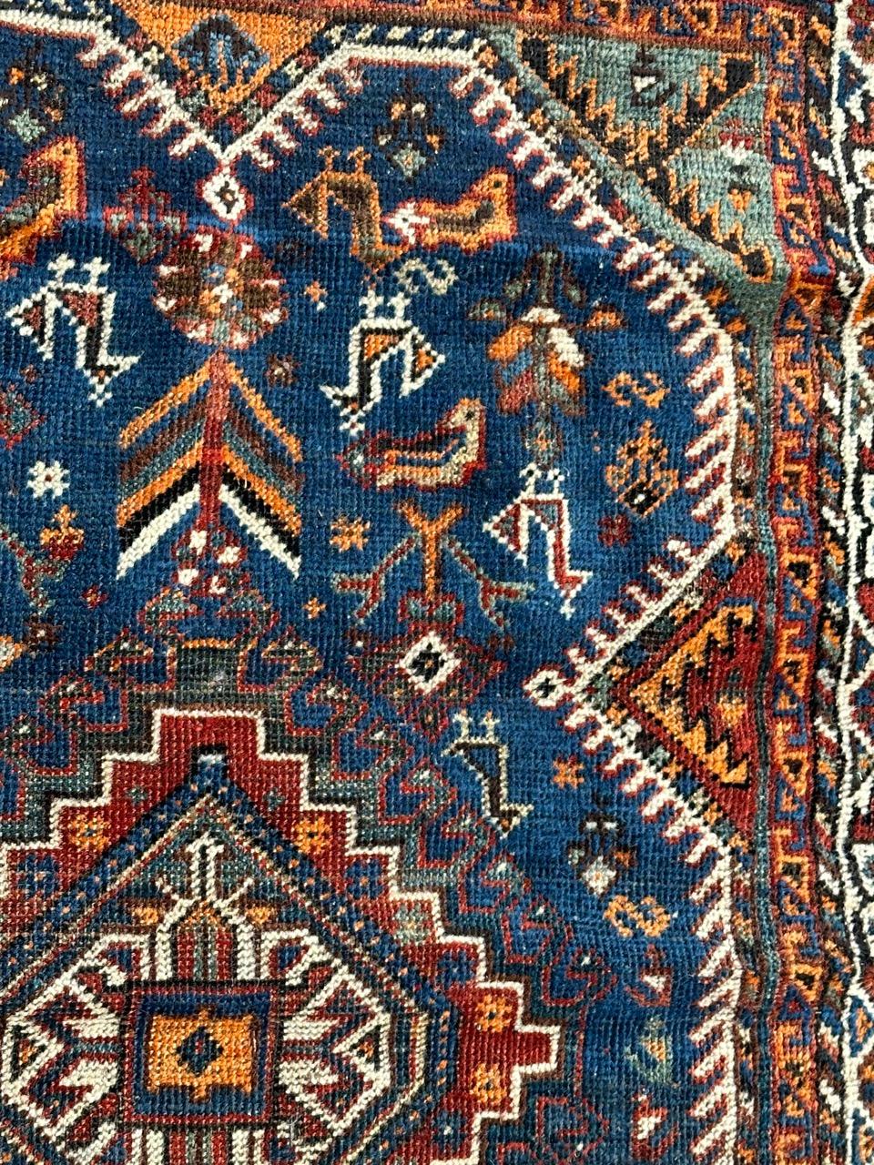 20th Century Bobyrug’s nice distressed antique tribal Shiraz rug For Sale