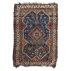 Bobyrug’s nice distressed Antique tribal Shiraz rug