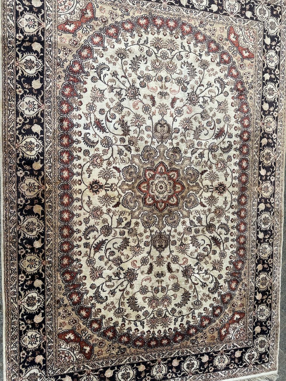 Nice fine Sino Persian silk rug For Sale 9