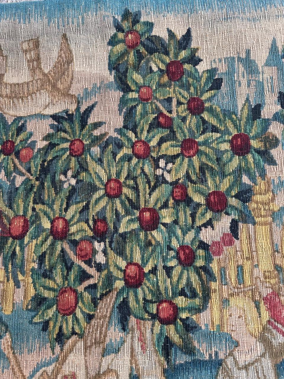 Bobyrug’s Nice French Aubusson Style hand printed tapestry  For Sale 7
