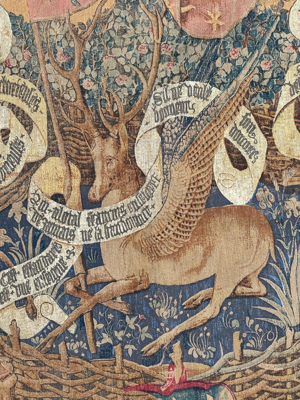 Nice French Aubusson Style hand printed tapestry «winged stags» For Sale 7