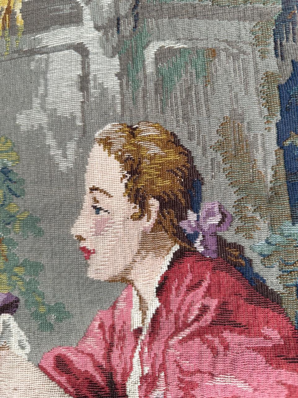 Bobyrug’s Nice French Aubusson Style Jacquard Tapestry “Berger Galant” For Sale 4
