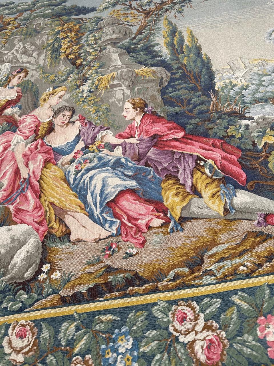 Bobyrug’s Nice French Aubusson Style Jacquard Tapestry “Berger Galant” For Sale 5