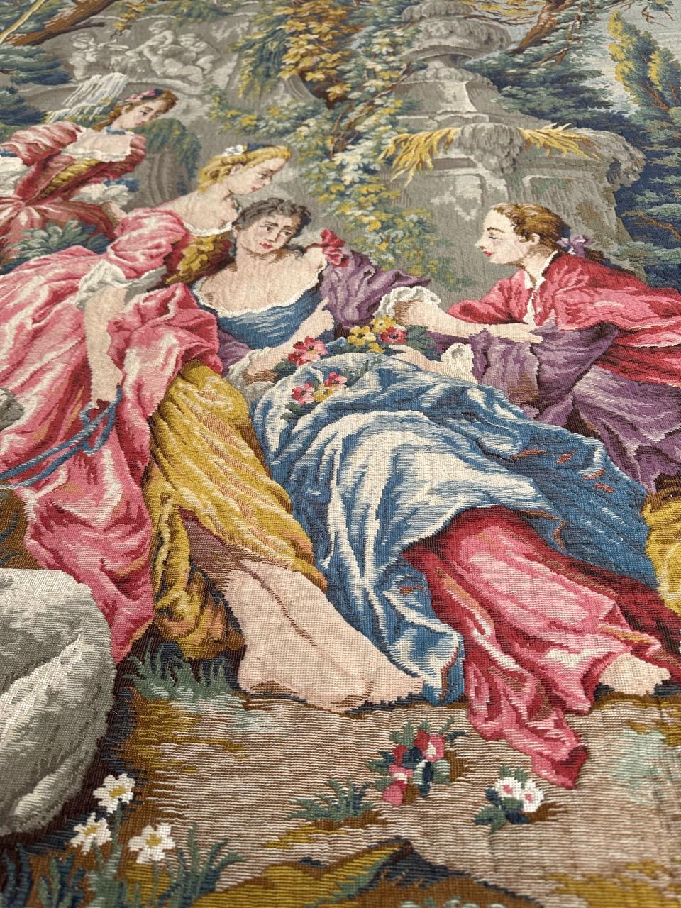 Bobyrug’s Nice French Aubusson Style Jacquard Tapestry “Berger Galant” For Sale 7