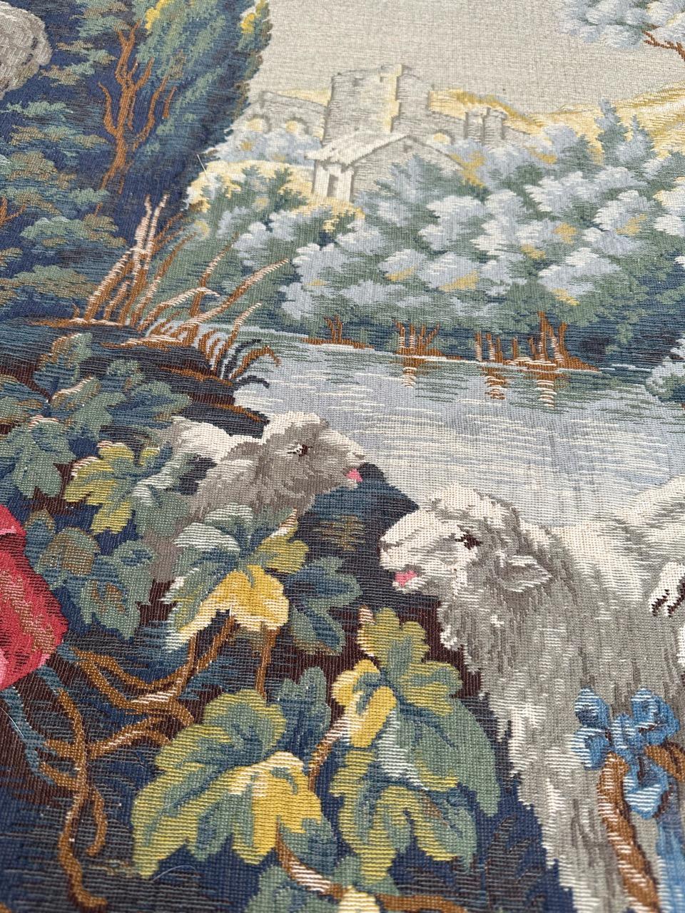 Bobyrug’s Nice French Aubusson Style Jacquard Tapestry “Berger Galant” For Sale 9