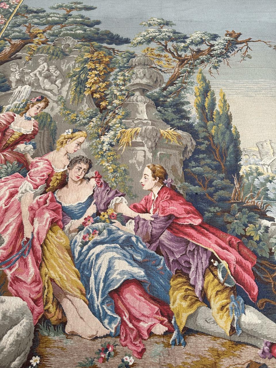 Bobyrug’s Nice French Aubusson Style Jacquard Tapestry “Berger Galant” For Sale 10