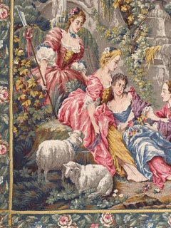 Bobyrug’s Nice French Aubusson Style Jacquard Tapestry “Berger Galant”