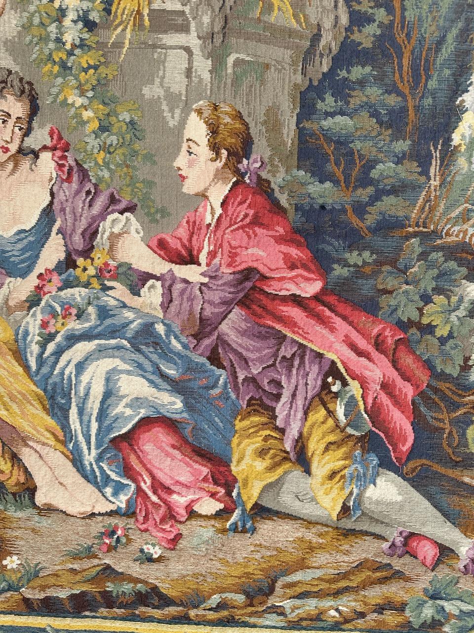 20th Century Bobyrug’s Nice French Aubusson Style Jacquard Tapestry “Berger Galant” For Sale