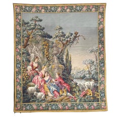 Bobyrug's Nice French Aubusson Style Jacquard Tapisserie Berger Galant