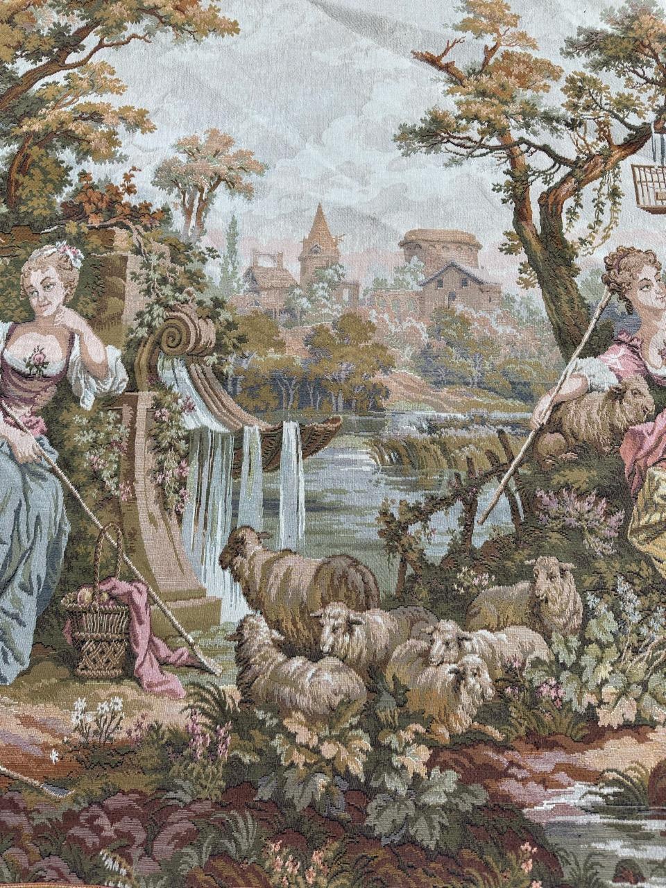Bobyrug’s Nice French Aubusson Style Jacquard Tapestry  For Sale 4