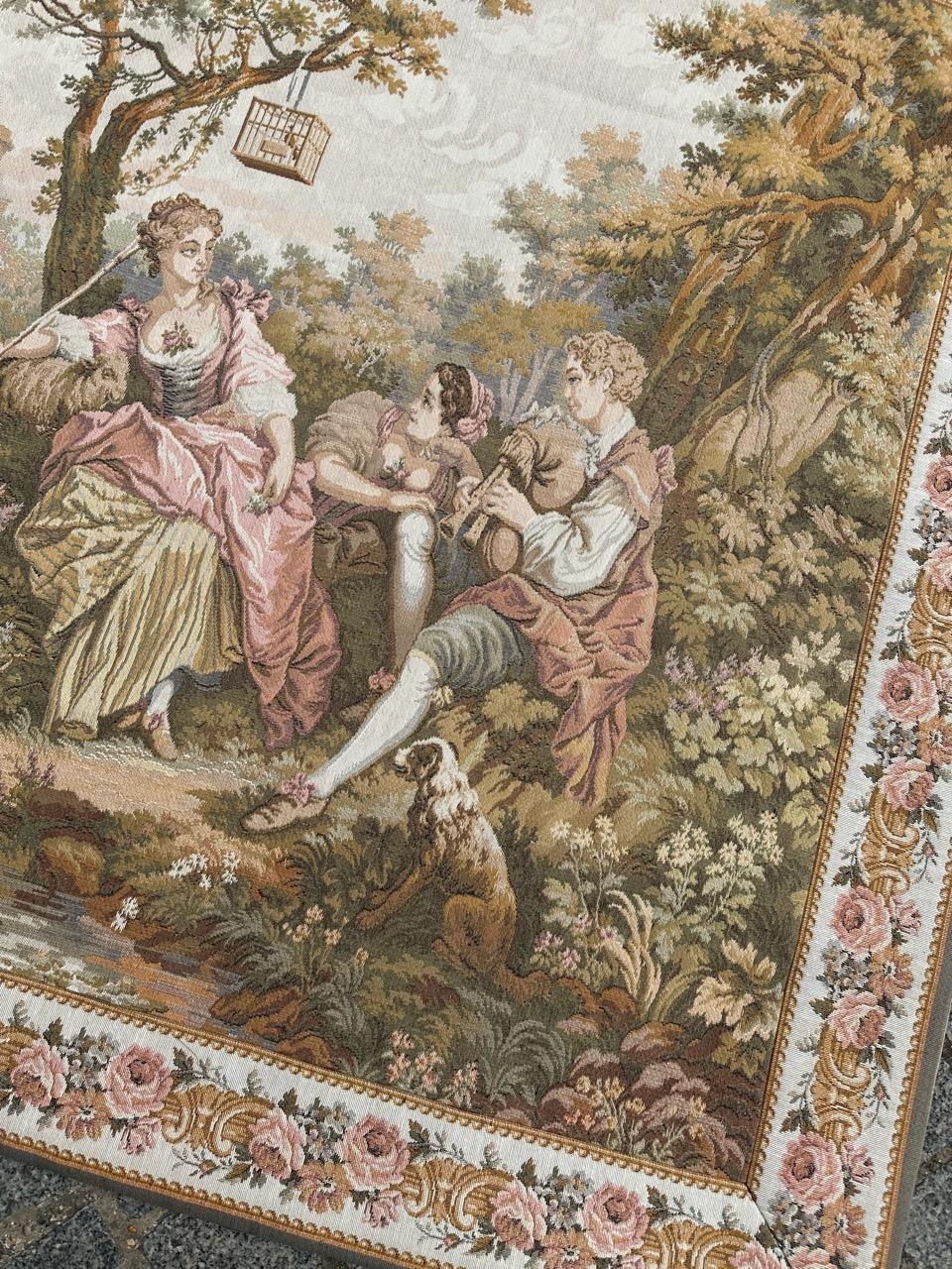 Bobyrug’s Nice French Aubusson Style Jacquard Tapestry  For Sale 5