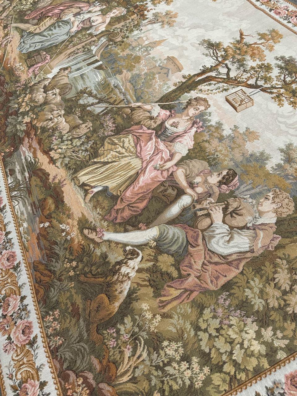 Bobyrug’s Nice French Aubusson Style Jacquard Tapestry  For Sale 6