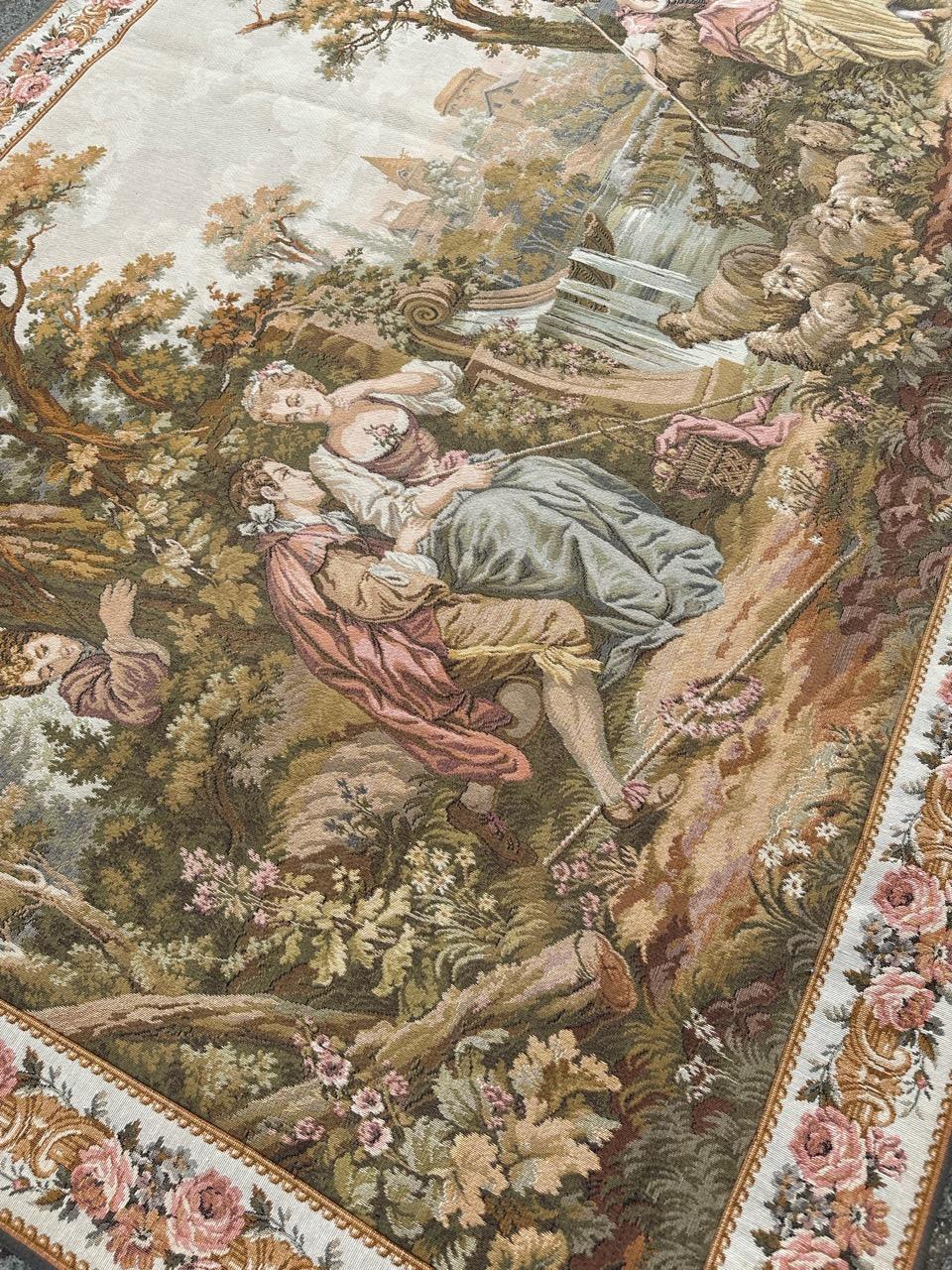 Bobyrug’s Nice French Aubusson Style Jacquard Tapestry  For Sale 7