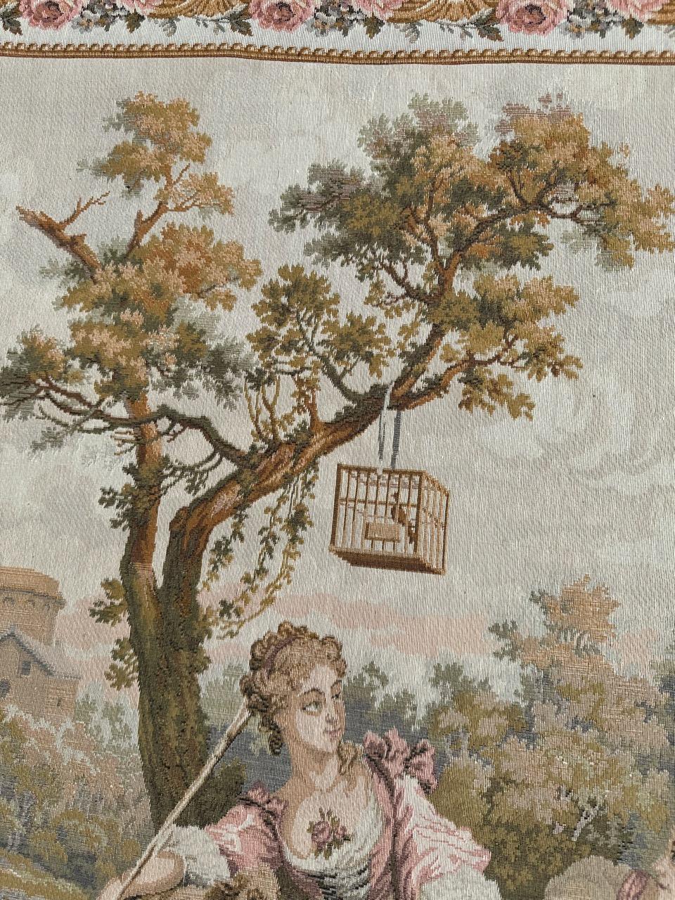 Bobyrug’s Nice French Aubusson Style Jacquard Tapestry  For Sale 8