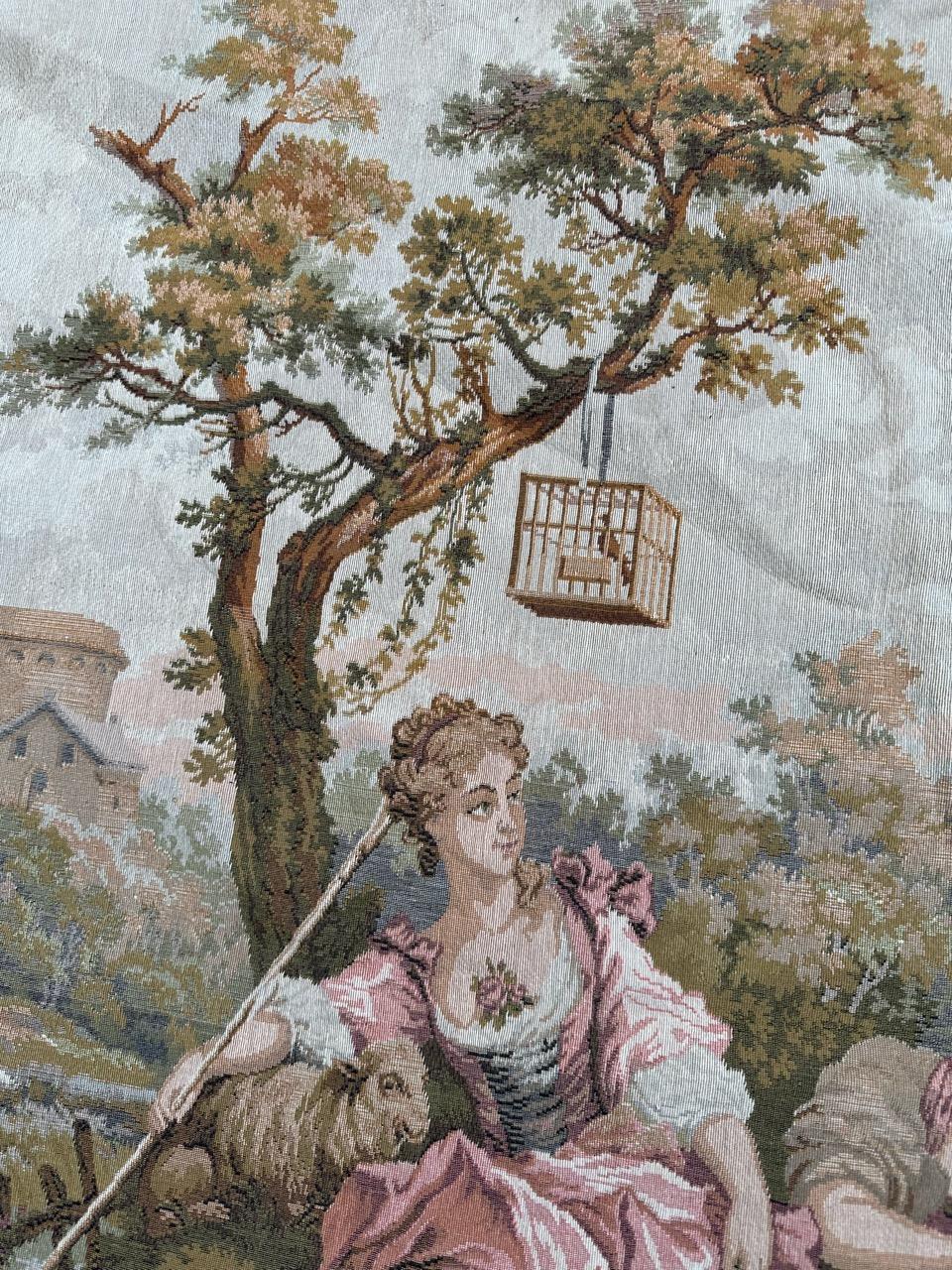 Bobyrug’s Nice French Aubusson Style Jacquard Tapestry  In Good Condition For Sale In Saint Ouen, FR