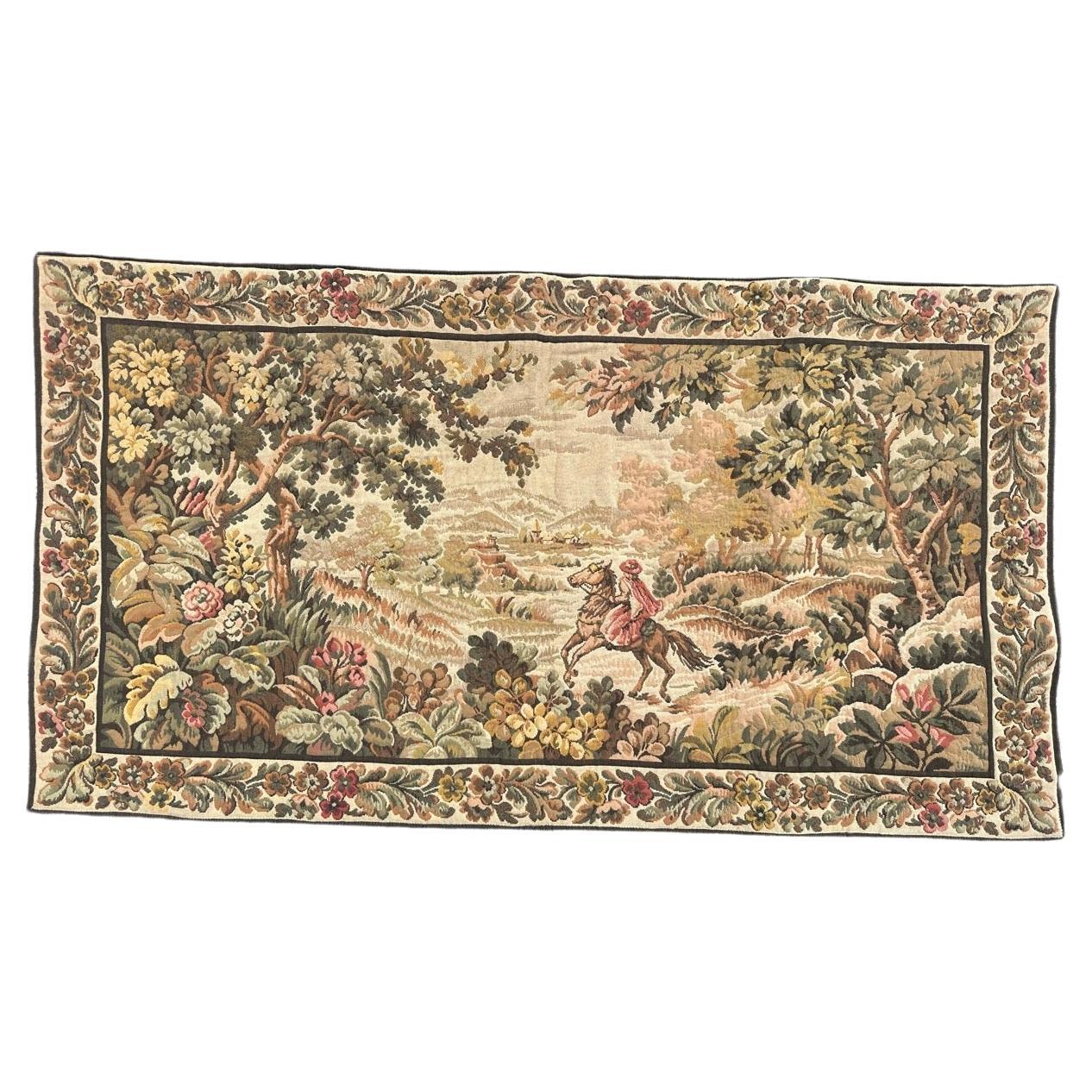 Bobyrug’s Nice French Aubusson Style Jacquard Tapestry  For Sale