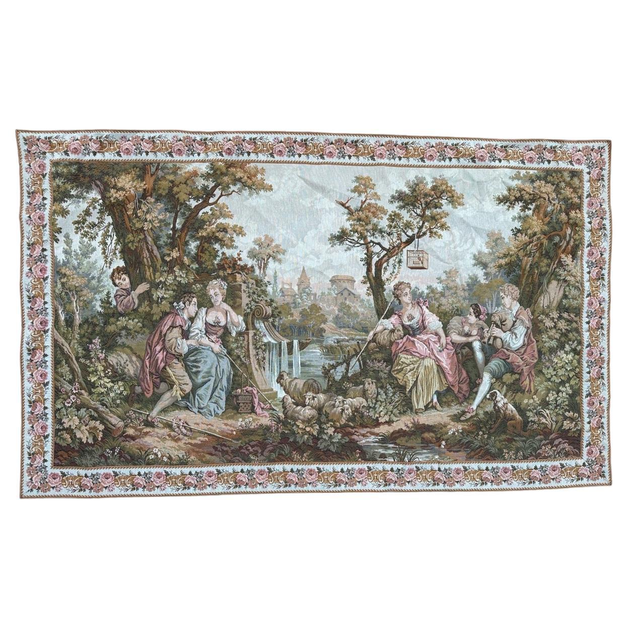 Bobyrug’s Nice French Aubusson Style Jacquard Tapestry  For Sale