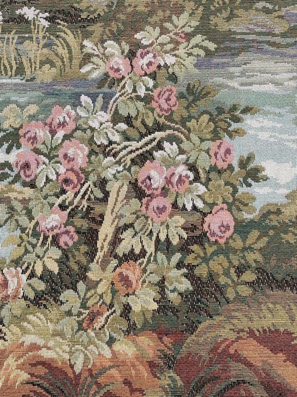 Bobyrug’s Nice French Aubusson Style Jacquard Tapestry « pastoral loves » For Sale 4