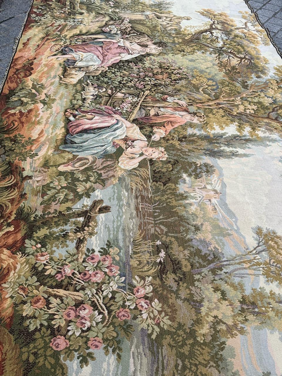 Bobyrug’s Nice French Aubusson Style Jacquard Tapestry « pastoral loves » For Sale 5
