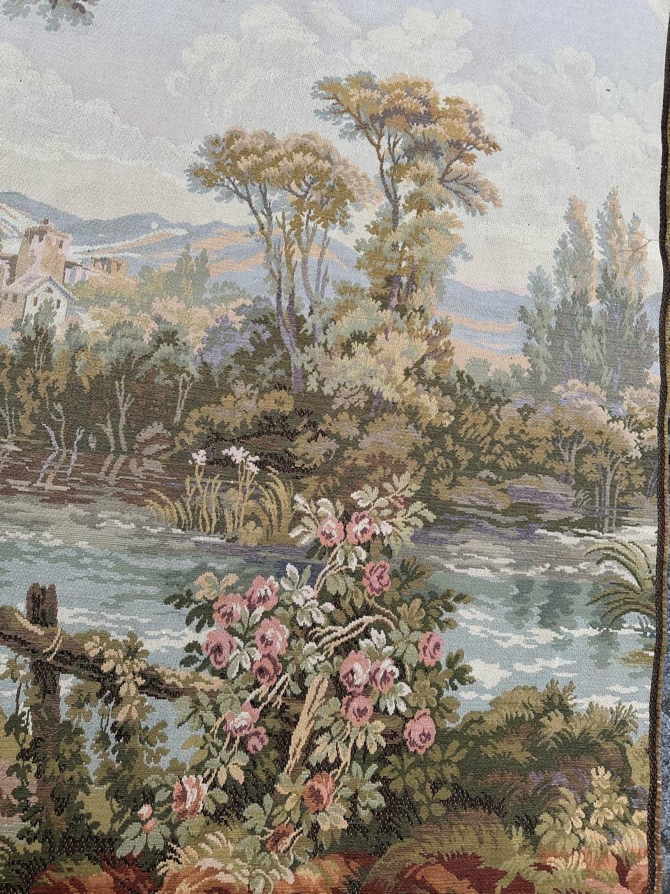 Bobyrug’s Nice French Aubusson Style Jacquard Tapestry « pastoral loves » For Sale 2