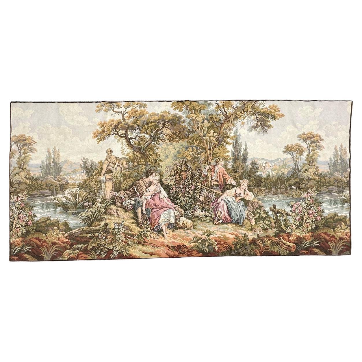 Bobyrug's Nice French Aubusson Style Jacquard Tapestry " pastoral loves " (tapisserie en jacquard de style Aubusson)