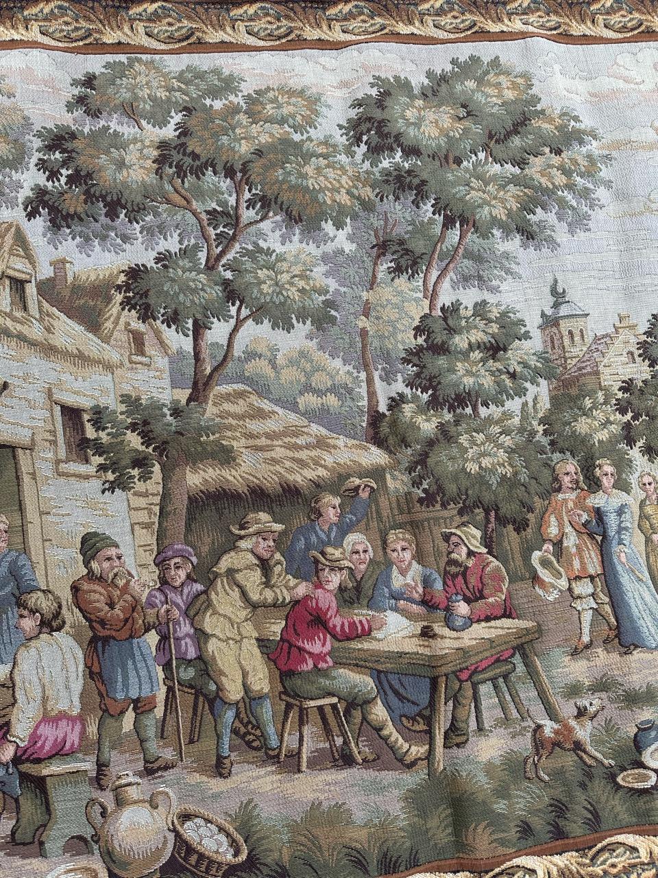 Bobyrug’s Nice French Aubusson Style Jacquard Tapestry « Villagers celebration » For Sale 5