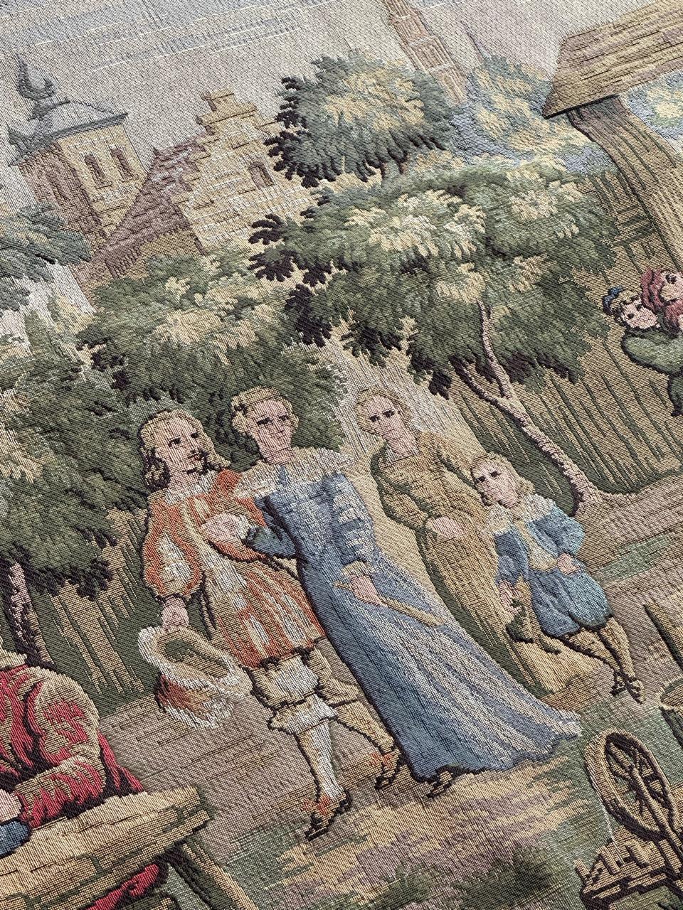 Bobyrug’s Nice French Aubusson Style Jacquard Tapestry « Villagers celebration » For Sale 10