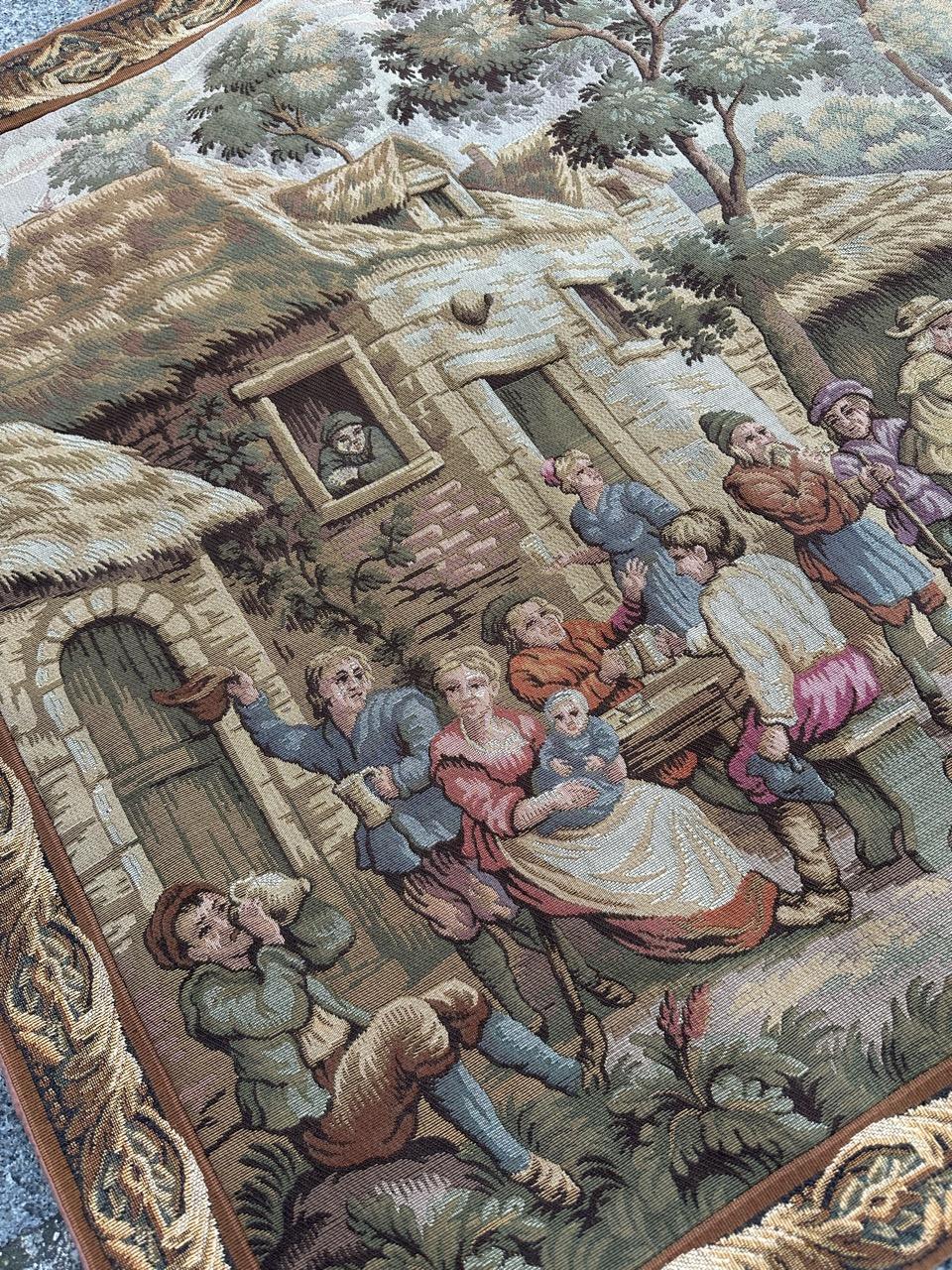 Bobyrug’s Nice French Aubusson Style Jacquard Tapestry « Villagers celebration » For Sale 11