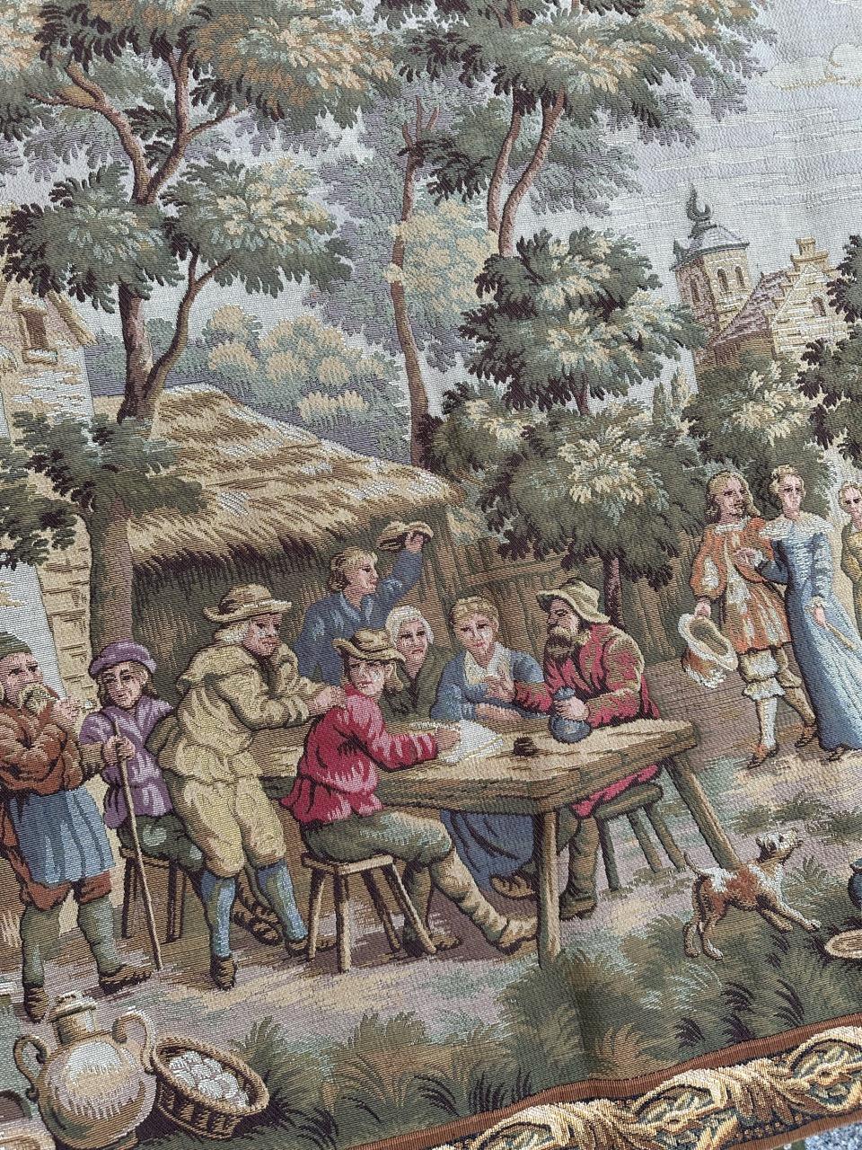Bobyrug’s Nice French Aubusson Style Jacquard Tapestry « Villagers celebration » For Sale 12