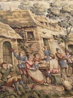 Bobyrug’s Nice French Aubusson Style Jacquard Tapestry « Villagers celebration »