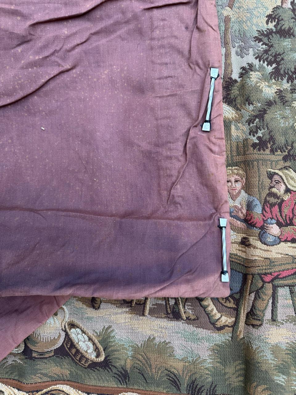 Bobyrug’s Nice French Aubusson Style Jacquard Tapestry « Villagers celebration » For Sale 14