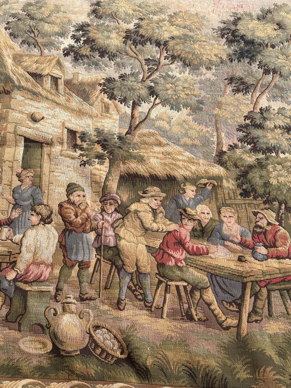 Machine-Made Bobyrug’s Nice French Aubusson Style Jacquard Tapestry « Villagers celebration » For Sale