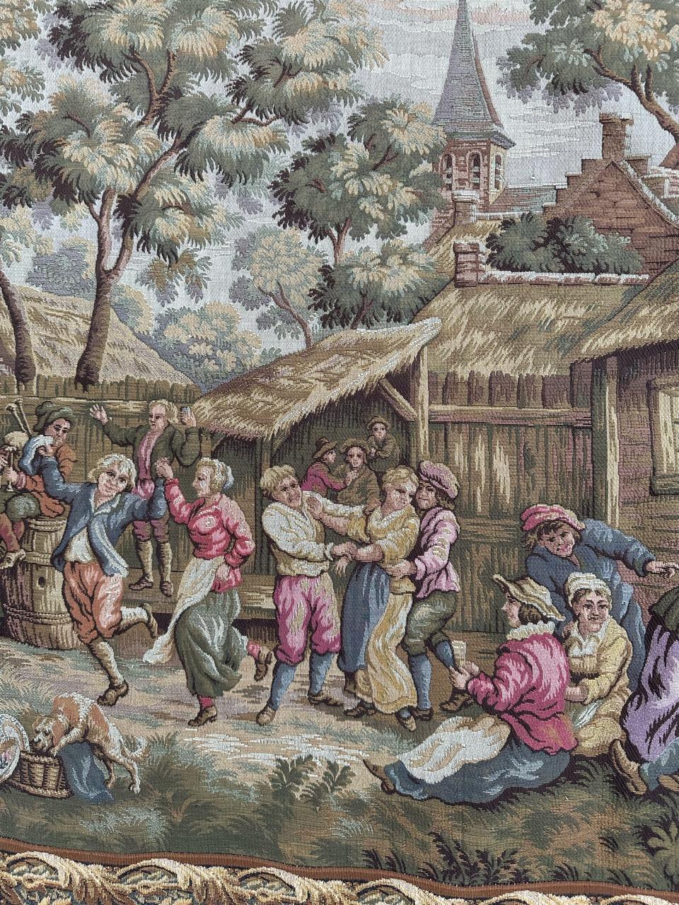 Machine-Made Bobyrug’s Nice French Aubusson Style Jacquard Tapestry « Villagers celebration » For Sale