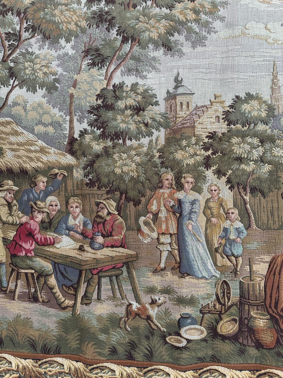 Wool Bobyrug’s Nice French Aubusson Style Jacquard Tapestry « Villagers celebration » For Sale