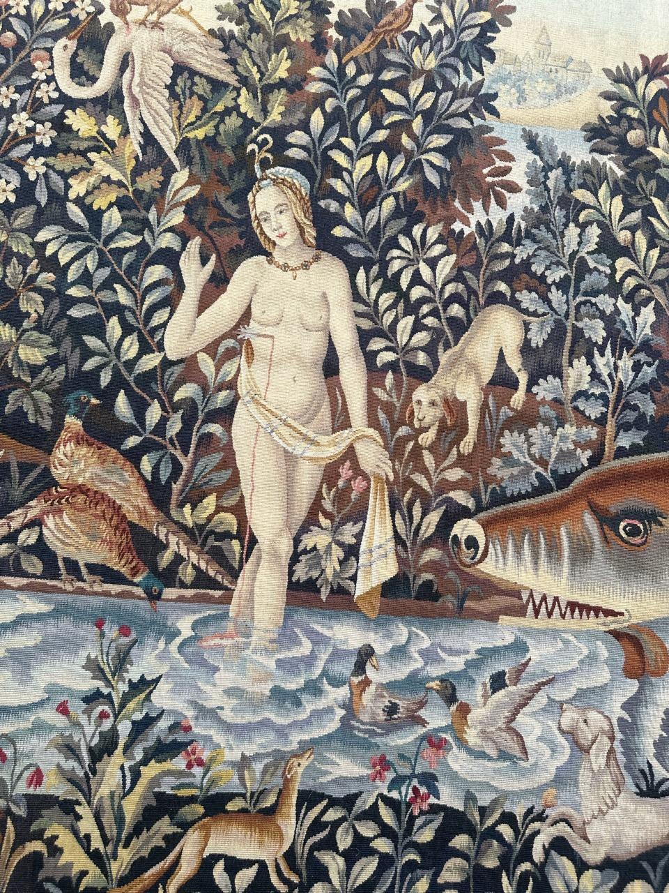 Hand-Woven Bobyrug’s Nice French Aubusson Tapestry « Perseus » For Sale