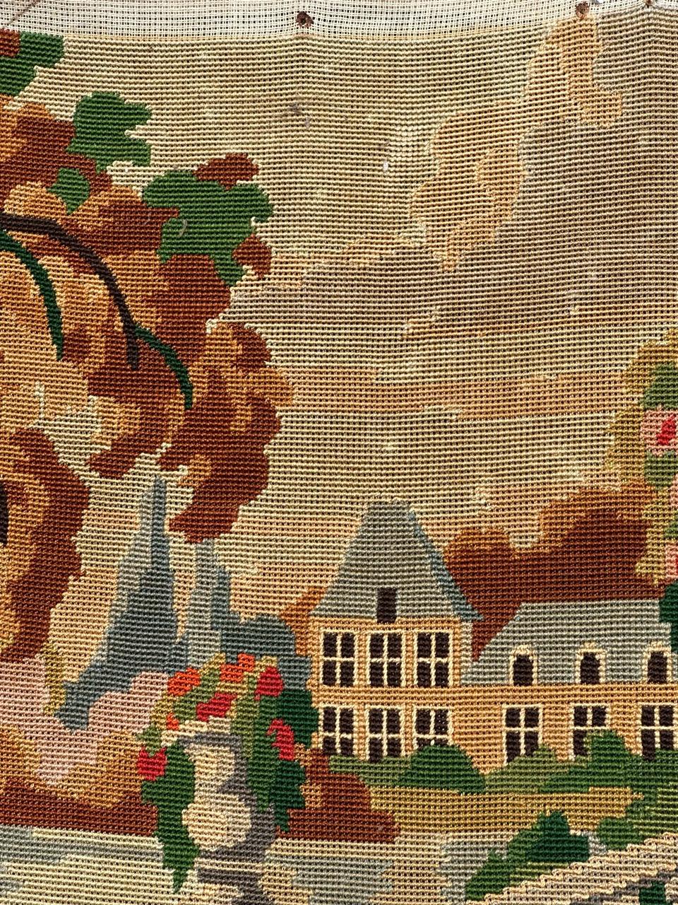 Bobyrug’s Nice French vintage needlepoint tapestry  For Sale 4