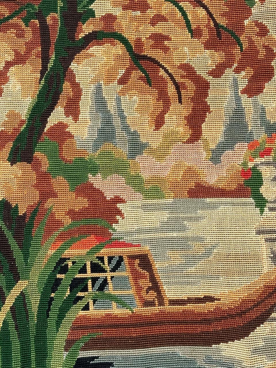 Bobyrug’s Nice French vintage needlepoint tapestry  For Sale 7