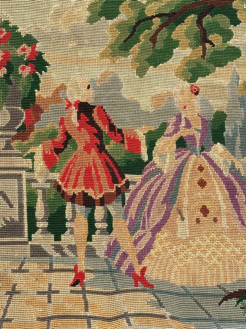 Bobyrug’s Nice French vintage needlepoint tapestry  For Sale 8