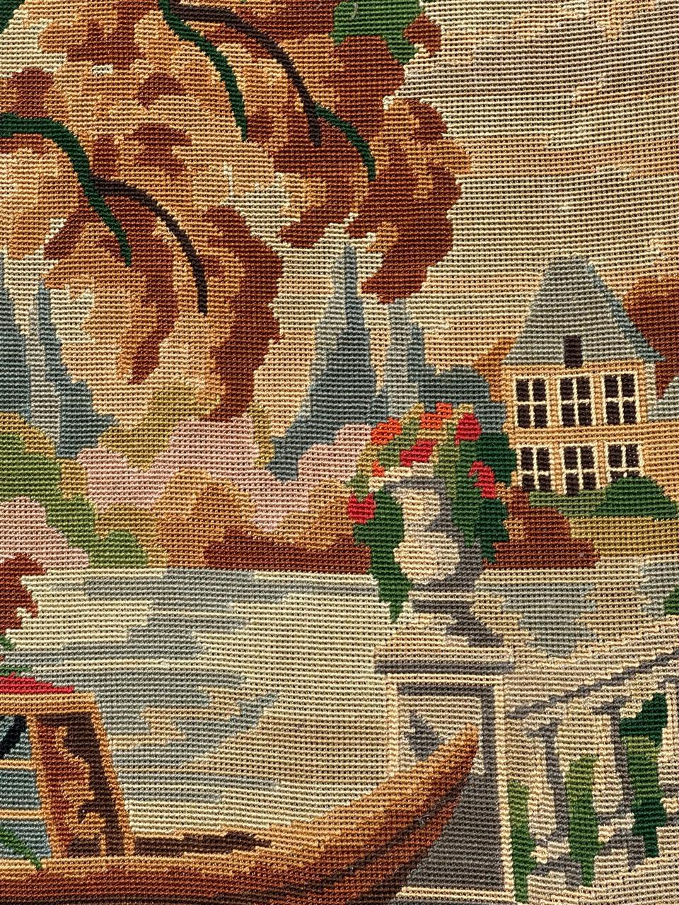20th Century Bobyrug’s Nice French vintage needlepoint tapestry  For Sale