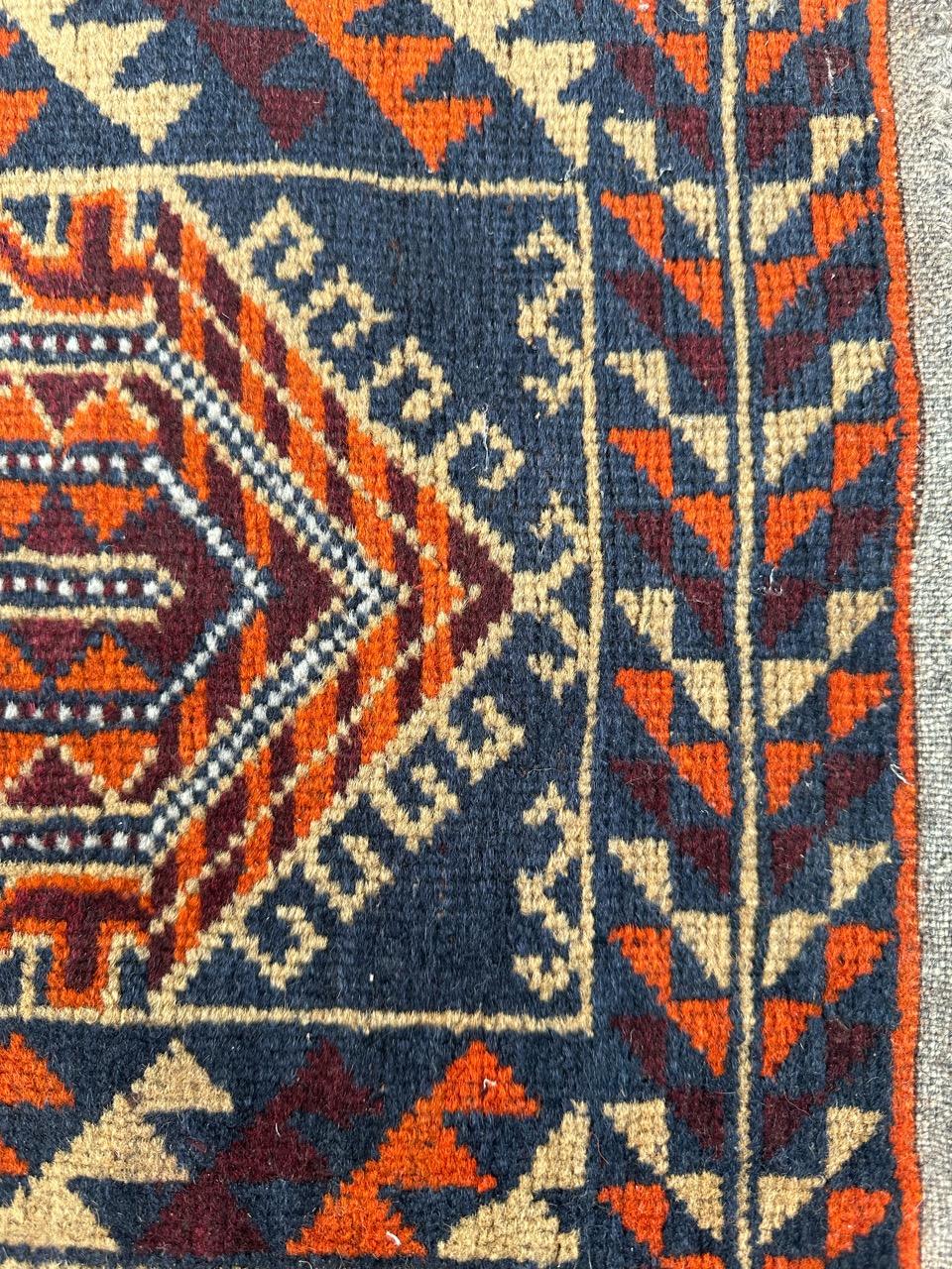 Bobyrug’s nice little vintage Baluch rug For Sale 3