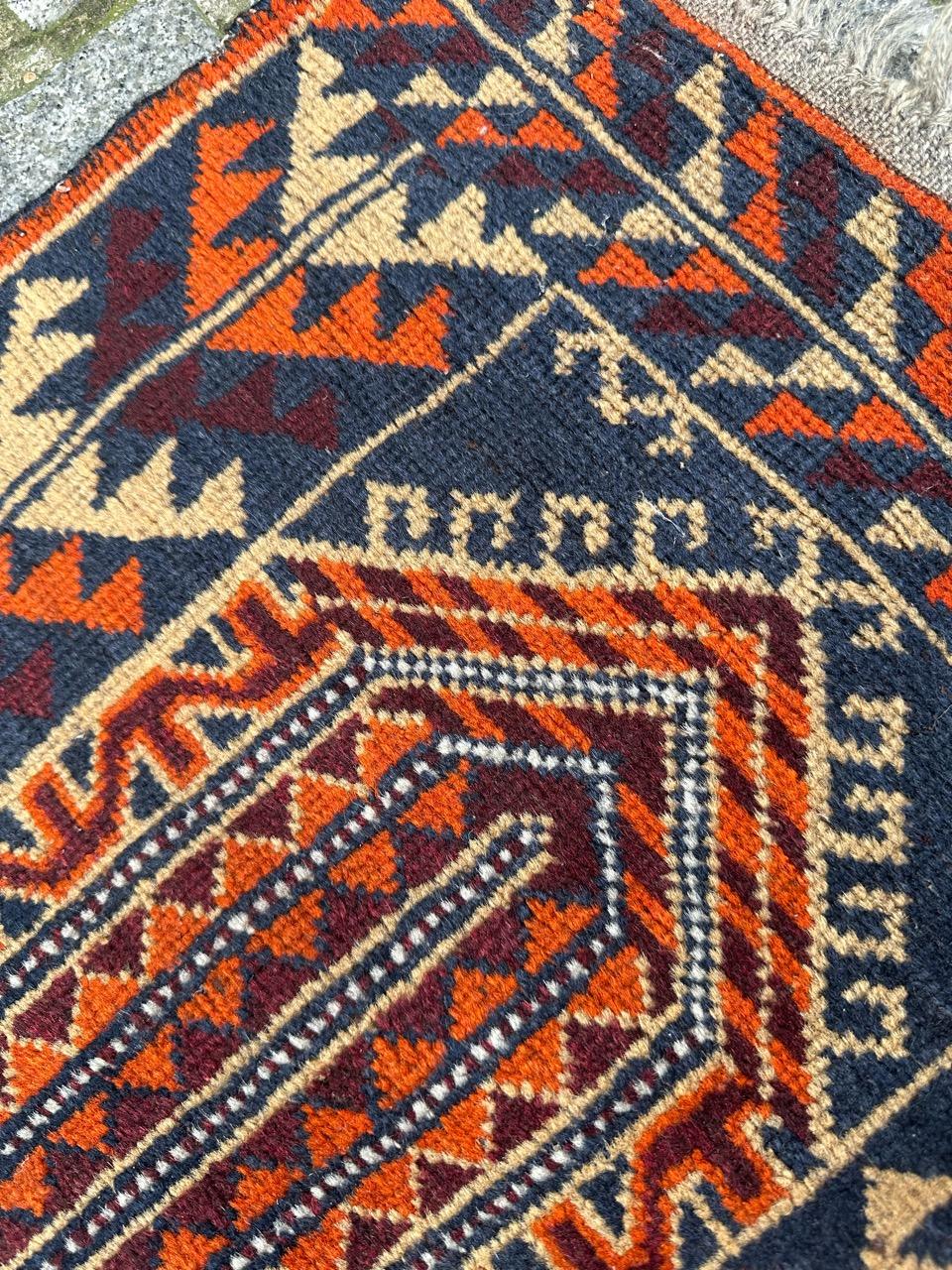 Late 20th Century Bobyrug’s nice little vintage Baluch rug For Sale