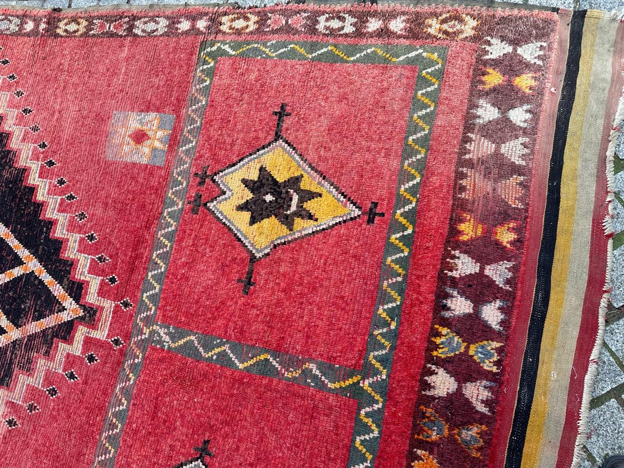 Hand-Knotted Bobyrug’s nice long Moroccan tribal rug For Sale