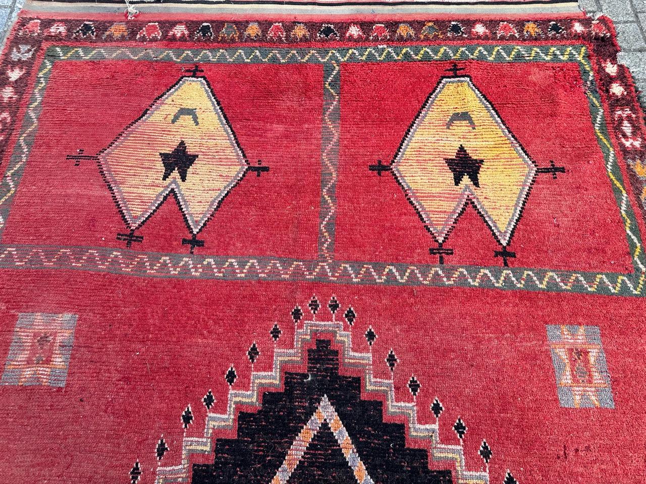 Bobyrug’s nice long Moroccan tribal rug For Sale 2