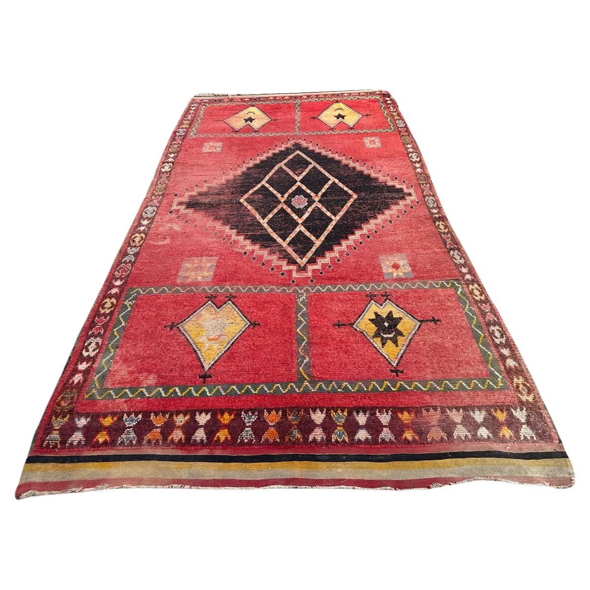 Bobyrug’s nice long Moroccan tribal rug For Sale